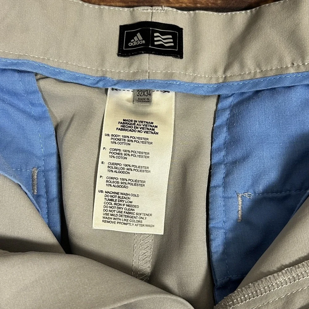 Adidas Golf Mens 32x34 Gray Ultimate Straight Leg Stretch Lightweight Pants - Picture 4 of 8